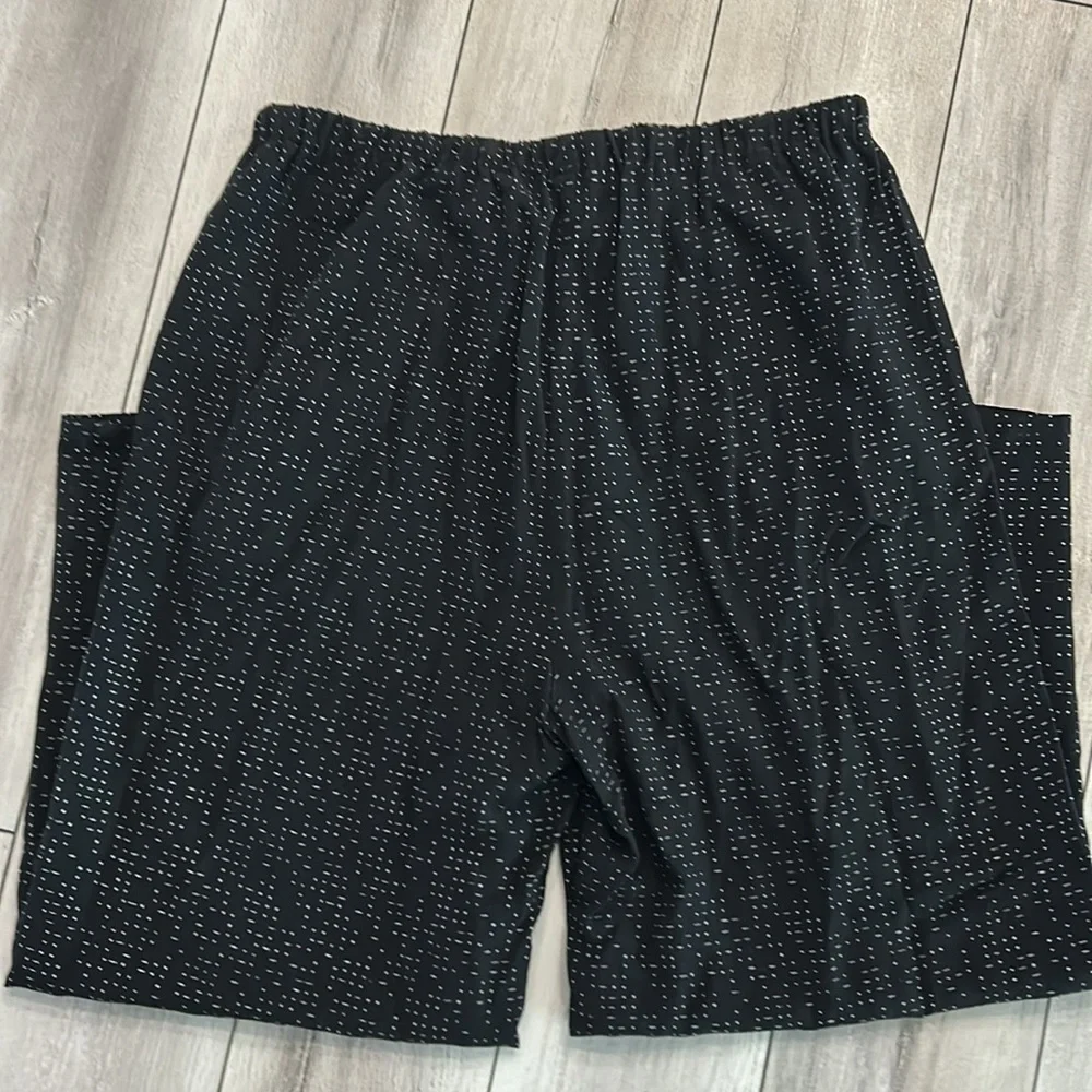Eileen Fisher Morse code wide leg tencel pull on draw string pants size medium